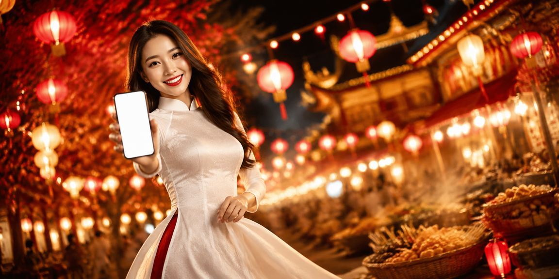 Người dùng trải nghiệm casino di động với trang phục áo dài truyền thống tại Huế