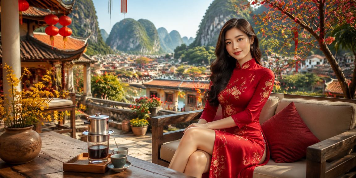 Khách hàng tại Ninh Bình nhâm nhi cà phê và kiểm tra thưởng VIP trên điện thoại